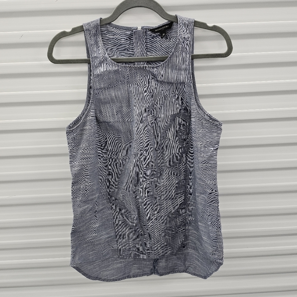 Banana Republic Poplin Chambray Sleeveless Top Size 10 Cotton Back Zipper Blue - Picture 2 of 10